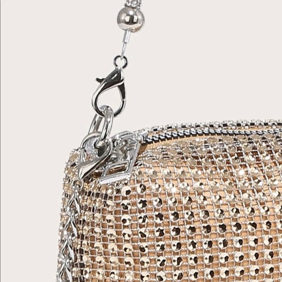 Gold Rhinestone Evening Party Clutch Bag Purse - NEW - Picture 6 of 6